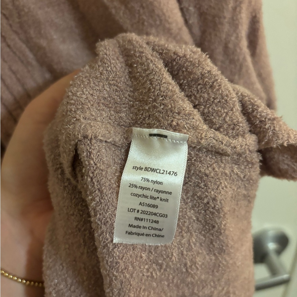 Barefoot Dreams CozyChic Lite Half Zip Tunic, Mauve, Ultra-Soft Lightweight, 1X - Picture 3 of 4